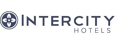 Intercity Hotels logo featuring a circular emblem with a flower-like geometric design on the left, followed by the text INTERCITY HOTELS in bold uppercase letters.