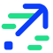 Abstract icon with green horizontal bars and a thick blue arrow pointing diagonally up to the right, suggesting growth or progress, on a light background.