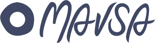 The stylized dark blue text logo reads MAVSA, with a round circle on the left and flowing cursive letters on a light background — perfect for a revenue management software brand.