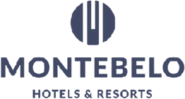 Montebelo Hotels & Resorts logo with a stylized circular emblem above the brand name MONTEBELO in bold, with HOTELS & RESORTS and Revenue Management Software referenced in smaller text below.